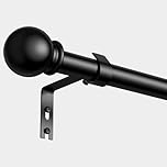 PeSenp Curtain Poles 87-240cm,Black Curtain Pole for Eyelet Curtains,16mm Curtain Rod with Round Finials,Adjustable Multi-Piece Metal Curtain Poles Includes Brackets & Fittings Set