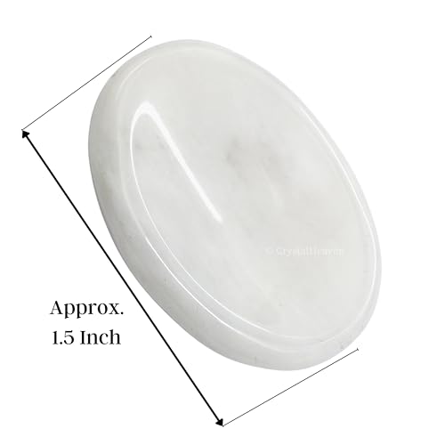 Image of Certified Snow Quartz Crystal Thumb Worry Pebbles Stones for Anxiety Stress Relief Massage - AAA Grade Original Healing Gemstone Agate Rubbing Stone for Yoga Meditation Spiritual Reiki Feng Shui