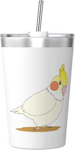 魔法瓶 かわいい オカメインコ タンブラー 350ml ステンレス製 水筒蓋とストロー付き 真空断熱漏れない 持ち運び 直飲み 子供 通勤 通学 かわいい おしゃれ プレゼント