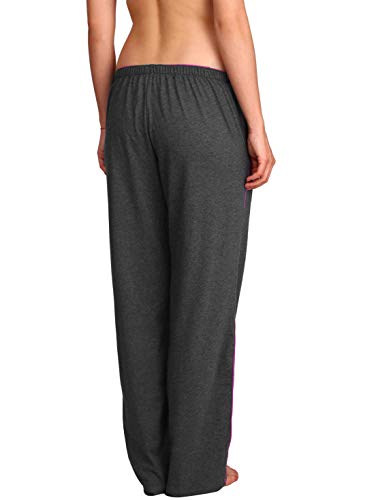 Image of Jockey 1305 Women's Super Combed Cotton Rich Relaxed Fit Mid Rise Trackpants with Contrast Side Piping and Pockets