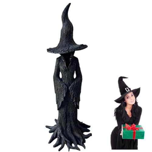 Ryfpdml 30cm Halloween Witch Statue, Gothic Home Decor Hand-Painted Enchanting Witch Statue Gothic Resin Figurine Retro Magician Decor for Halloween for All (B)