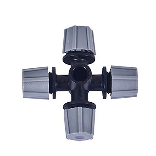Waba Four Outlet Misting Fogger Sprinkler Irrigation Inner Dia 6mm Mist Sprinkler Four Export Greenhouse Cooling Humidifier Garden Irrigation Grey Cross Atomizing Nozzle 10pcs
