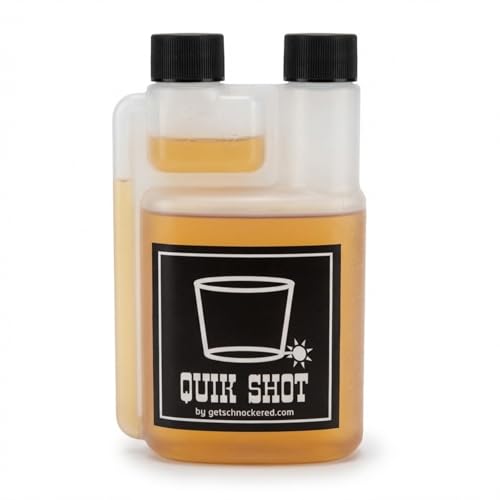 Quik Shot - 8 Ounce Plastic Flask with a Built-in 1/2 Ounce Shot Glass Chamber