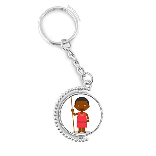 Key ring chain Kenya avec anneau rotatif et keyholder multicolore