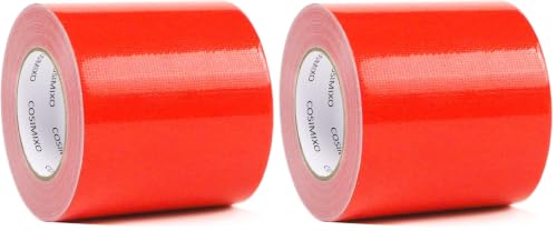 Image of COSIMIXO 2-Pack Red Heavy Duty Wide Duct Tape, 4 inches x 55 Yards, Strong, Flexible, No Residue, All-Weather and Tear by Hand - Bulk Value for Repairs, Industrial, Professional Use