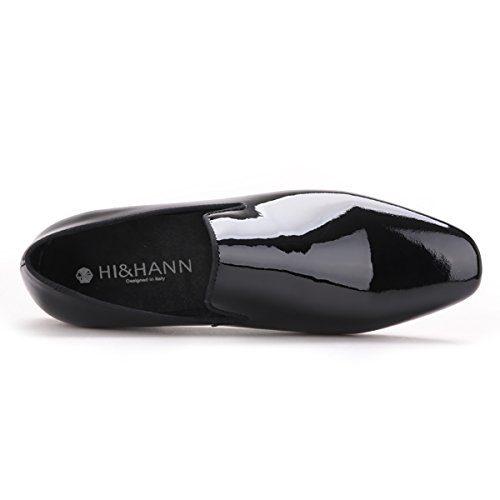 HI&HANN Men's Loafer Dress Leather Shoes Smoking Slipper
