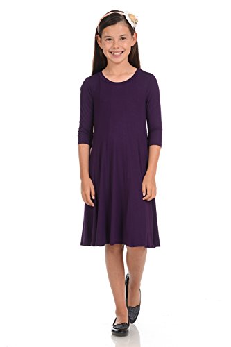 Honey Vanilla Girls' A-Line Trapeze Dress X-Large 11-12 Years Purple
