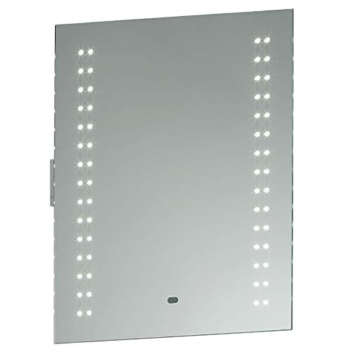 IP44 LED badrumsspegel | 60 cm (h) x 50 cm (b) fåfänga vägglampa | rakapparatuttag & rörelse IR-omkopplare | fukttålig dusch/våtrum make-up studio belysning | energieffektiv