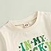Toddler Girls St Patricks Day Shirt Cute Letters Print Short Sleeve Tee Tops Little Kids Saint Patricks Outfit (Beige, 2-3 Years)