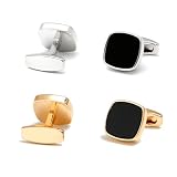 2 Paar Manschettenknöpfe Herren – Klassische Manschettenknöpfe Cufflinks für Hochzeit, Business, Tanzpartys und Feierlichkeiten (Goldene & Silberne)