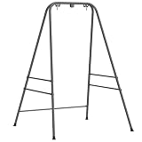 Outsunny Hammock Chair Stand Free Standing Heavy Duty 2 Carabiners Gray