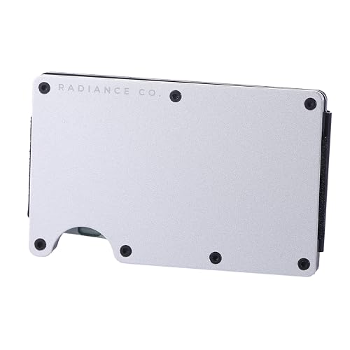 Slim Minimalist Wallet for Men RFID Blocking Credit Card Case Front Pocket Card Organizer Money Clip Card Holder Aluminum Metal Wallet Gift Box (White)2