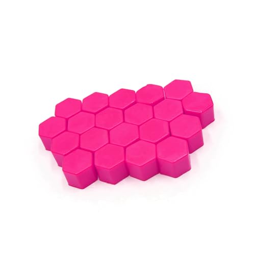 HEROFFIX 20 Pcs 19mm Pink Silicone Luminous Car Wheel Tyre Hub Screw Bolt Nut Cap Covers Replace Parts