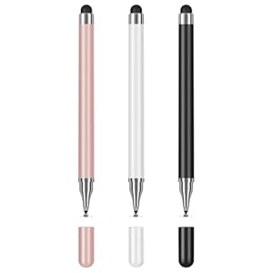 Paquete de 3 bolígrafos para tabletas para todas las pantallas táctiles con punta de disco de precisión, lápiz digital universal 2 en 1 compatible con Android, iOS, Surface y teléfono, perfecto para