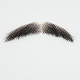 Justin Happy Human Hair Lace Mustache Fake Beard for Men Realistic False Facial Hair for Halloween Funny Cosplay Costume Party （Black）