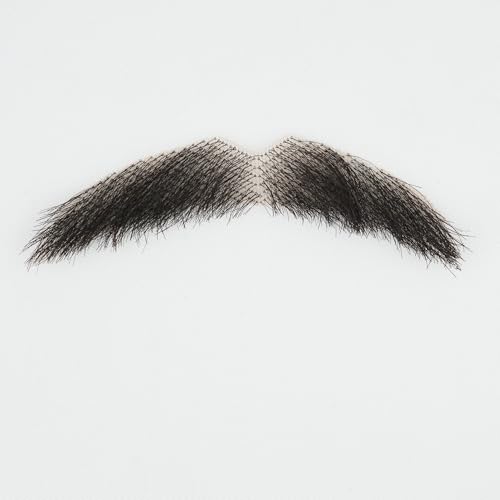 Justin Happy Human Hair Lace Mustache Fake Beard for Men Realistic False Facial Hair for Halloween Funny Cosplay Costume Party （Black）