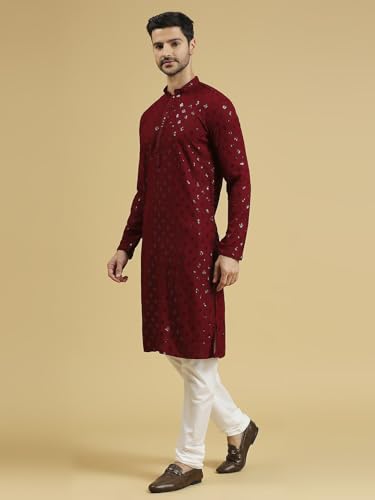 Image of Rajubhai Hargovindas Men Chikankari and Sequin Work Kurta