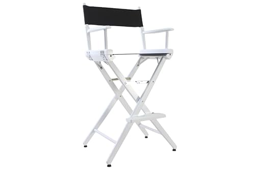Filmcraft White Director Chair – Tall Professional Folding Chair, Black Canvas Seat & Back – Limited Edition Studio Quality for VIP Events & Rentals