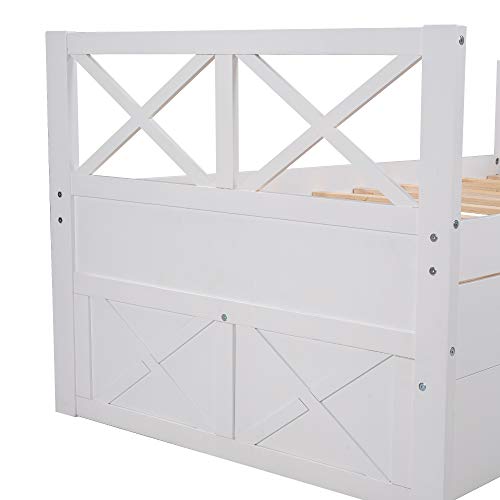 Softsea Twin Daybed With Trundle And Drawers, Solid Wood Captain's Daybed For Kids Teens (X Shaped-White) #TOP7