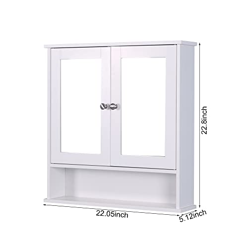 Openbeauty Small Wall Mounted Bathroom Cabinet, Moden Wood Medicine Cabinet With Glass Door And Adjustable Shelf - White #TOP6