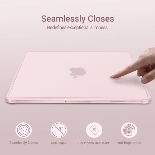 Image of MOSISO Compatible with MacBook Air 13 inch Case M5 2026 M4 2025 M3 M2 2024-2022 A3449 A3240 A3113 A2681, Seamlessly Closes Anti-Crack&Anti-Fingerprints Hard Shell for MacBook Air 13.6, Pink