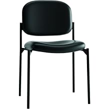 HON Scatter Guest Office Chair, Armless Leather Seating for Waiting Rooms, Lobbies, Conference Areas, and Offices, Stackable Side Chair for Reception and Training Spaces, Black