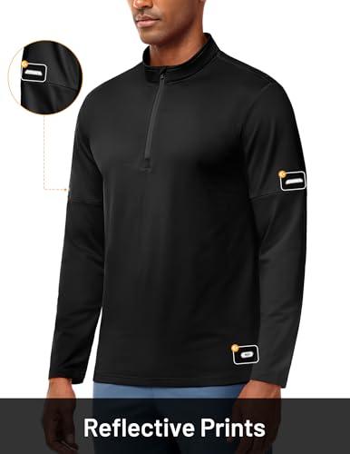 MIER Golf Quarter Zip Pullover for Men Dry Fit Long Sleeve Fleece Lined T-Shirts for Running Athletic Workout Gym, Midweight4