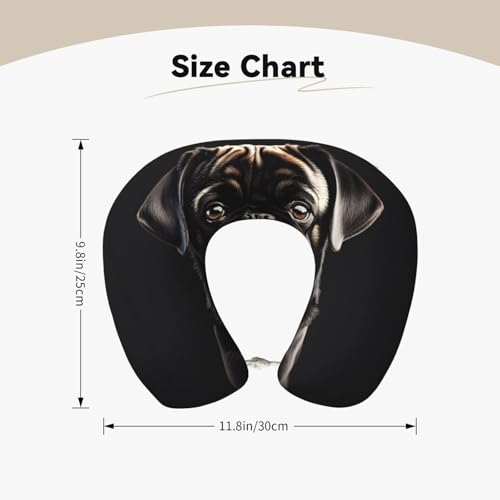 Almohada de Viaje con Diseño de Pug Negro y Soporte Cervical miniatura 5