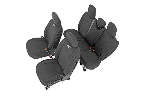 Rough Country Neoprene Seat Covers for 18-22 Jeep Wrangler JL | 4-Door - 91012,Black, Front/Rear
