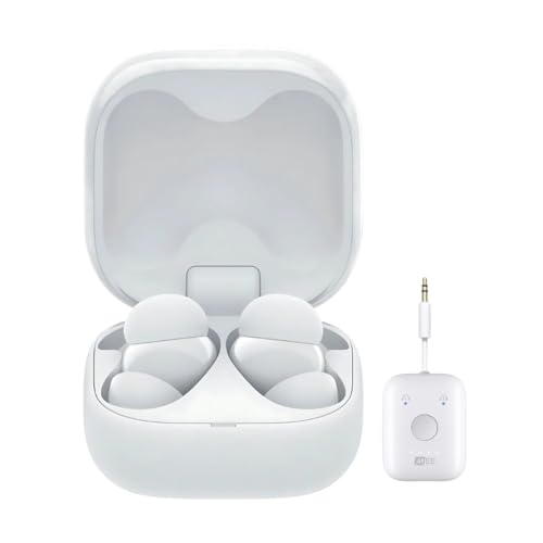 Sony LinkBuds Fit True Wireless Bluetooth Noise Canceling Earbuds (White) Bundle with Bluetooth Audio Transmitter (2 Items)