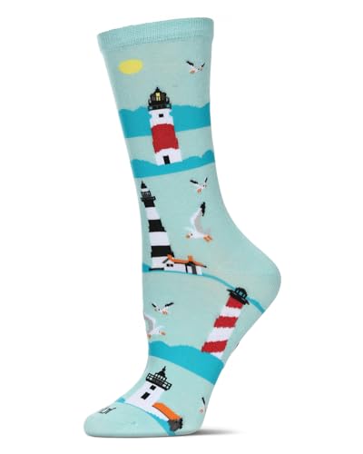 MeMoi Women's Lighthouse Rayon From Rayon Crew Socks