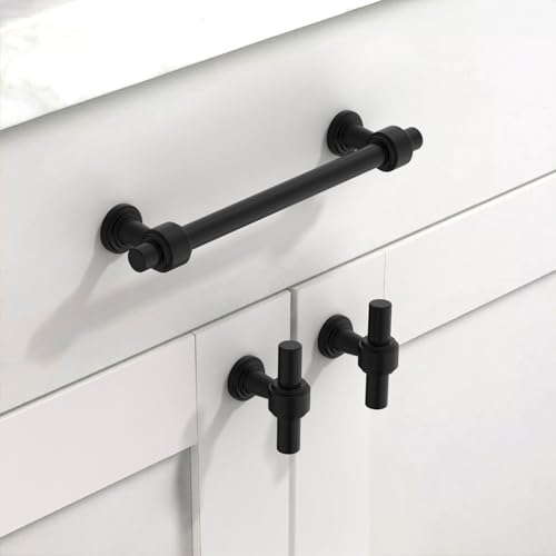 Image of 10 Pack 6.3 inch(160mm) Matte Black Cabinet Pulls Kitchen Cabinet Handles Black Cabinet Hardware Drawer Pulls for Cupboard CK0081