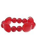 Leslii Damen-Armband XXL-Armreif Kugeln Statement-Armband breiter Armreif rotes Modeschmuck-Armband Rot
