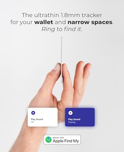 Image of Rhinokey Wallet Tracker Card Works with Apple Find My (iOS Only) Slim 0.07in Rechargeable IP68 Waterproof Tracker Item Finder Card with Keychain Hole. (1 Pack - iOS - White)