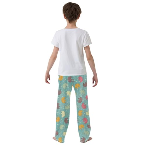 ZZXXB Retro Elephants Boys Long Pants Soft Trousers Elastic Waist Kids Lounge Bottoms with Pockets S-XL3