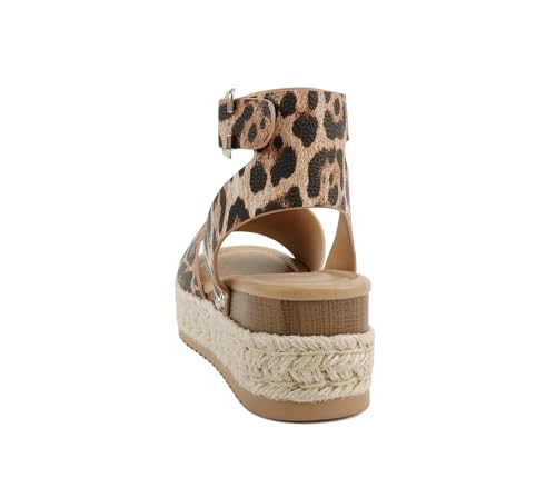 Image of Soda Topic Open Toe Buckle Ankle Strap Espadrilles Flatform Wedge Casual Sandal