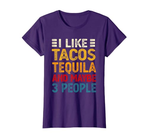 Funny Tacos and Tequila Mexican Food Drinking Lover T-Shirt, Women, Purple, Small