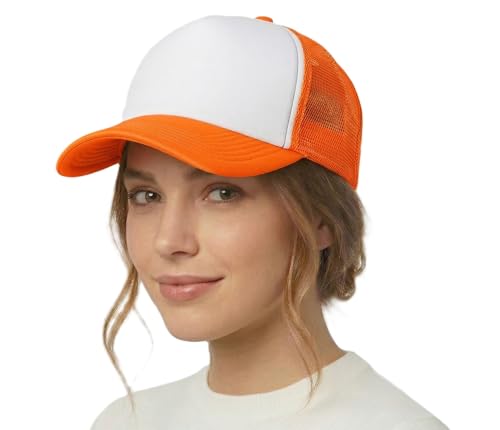 Image of NYFASHION101 Plain Mesh Trucker Hat - Breathable 6-Panel Daily Snapback Cap, Customizable Ideal for DIY Embroidery & Patches