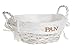 HERSIG - Cesta de Mimbre | Panera de Mimbre con Forro Redonda con Asas Color Blanco - 21d/8cm - Pack 6