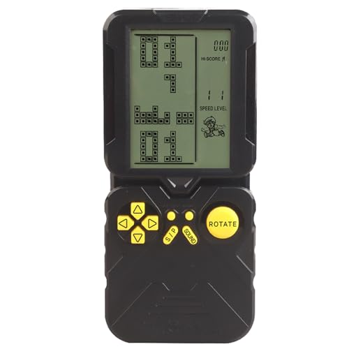 aiMaKE Consola de Juegos de construcción de Pantalla Grande de 3,5 Pulgadas, Juego de Bloques, Juego de Carreras,Tanques, Rompecabezas clásico Integrado, 23 Juegos(marrón)