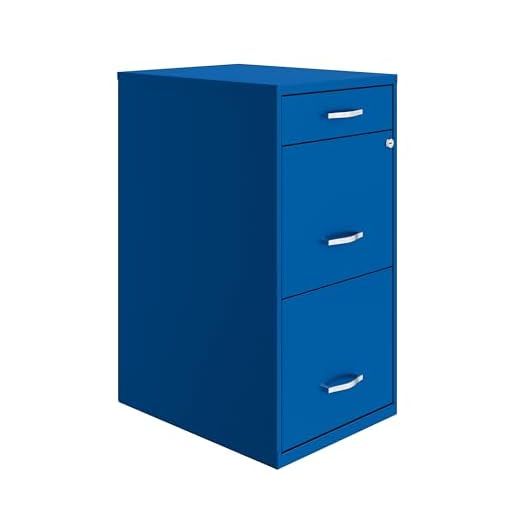 Hirsh Industries Space Solutions 18in Deep 3 Drawer Metal Organizer File Cabinet Blue, Letter Size, Fully Assembled