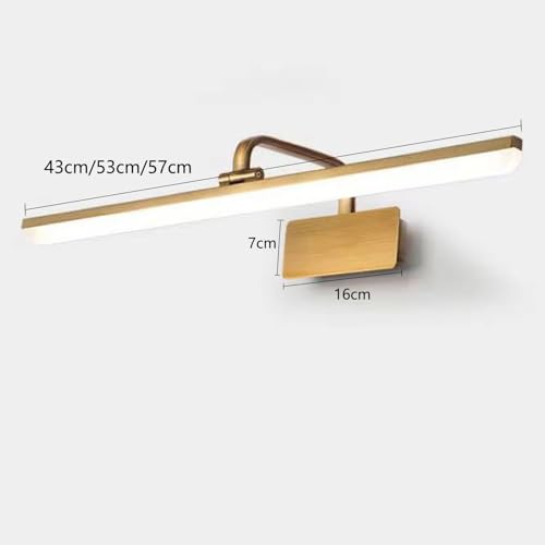 Apliques de pared LED dorado de 53cm con luz blanca para espejo baño 6