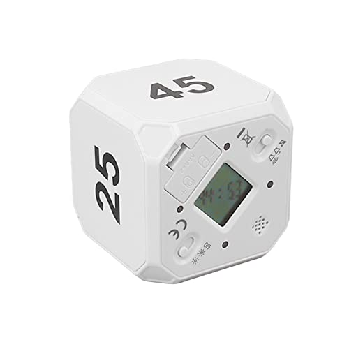 Cube Timer, Kitchen Timer Portable Modes Adjustable 5 15 25 45 Min Flip Timer For Exercise Work Kitchen (White) #TOP22