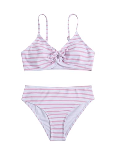 Image of COZYEASE Girls' 2 Piece Ditsy Floral Print Knot Front Ruched Triangle Bikini Swimsuit
