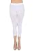 Cropped Capri Leggings with Lace Trim by F&F - Stretchy, Lightweight Tights (One Size, White)