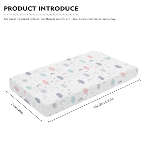 Image of Cloud Baby Crib Sheets for Boys Girls Colorful Fitted Crib Sheet for Standard Crib and Toddler Mattress Cute Moon Stars Baby Mattress Sheets Toddler Bed Sheet 52x28x8 in
