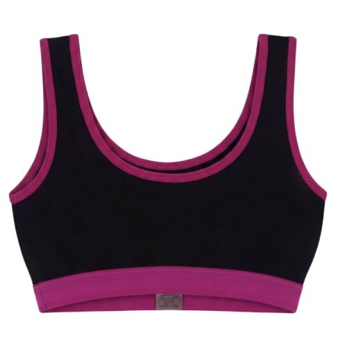 Image of DChica Essentials Sports Bra for Girls, Cotton Non-Padded Full Coverage Beginners Non-Wired T-Shirt Gym Workout Bra with Regular Broad Strap (Pack of 1) Activewear Printed Training Bra for Teenagers