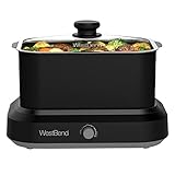 West Bend 87906BK Slow Cooker, Large-Capacity Non-Stick Vessel with Variable Temperature Control, Travel Lid and Thermal Carrying Case, 6 Qt, Black