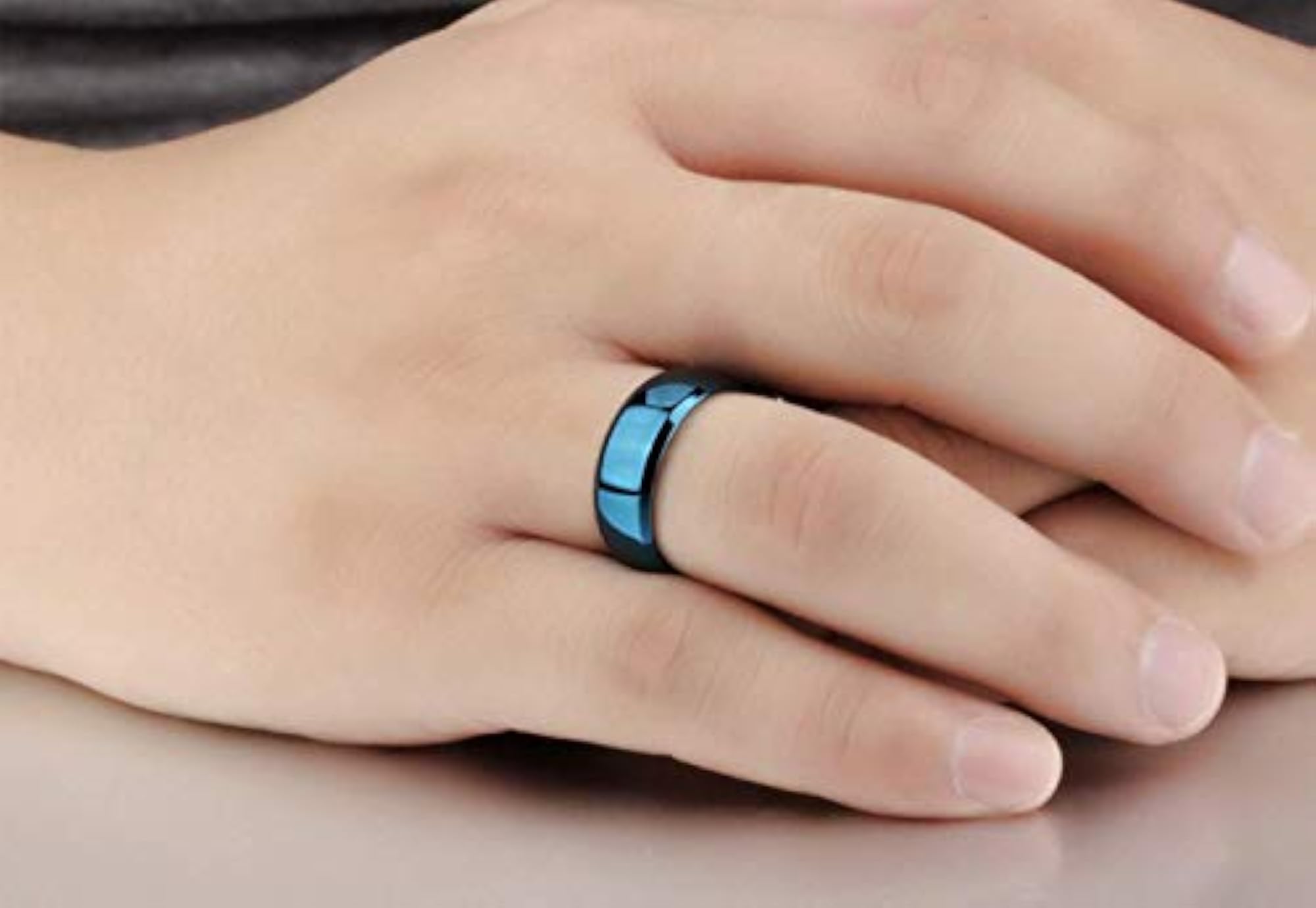 Men's Solid Blue Metal US9 Ring, Stylish