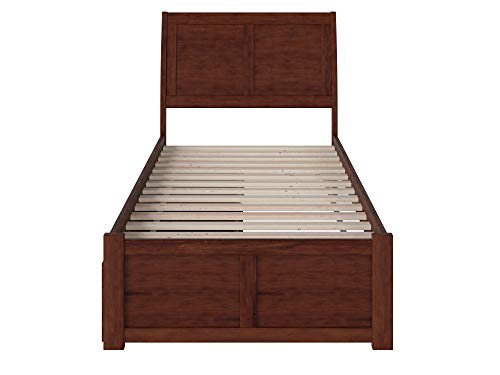 Afi Portland Twin Extra Long Platform Bed With Flat Panel Footboard And Turbo Charger With Urban Bed Drawers In Walnut #TOP5